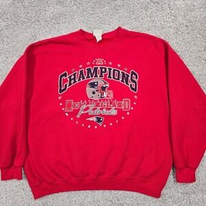 Vintage New England Patriots Sweatshirt Mens 2XL Red Champions Heavyweight READ
